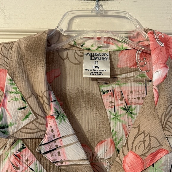 Vintage Allison Daley Button Down Blouse Hawaiin Tropical Print 18W - Picture 2 of 5